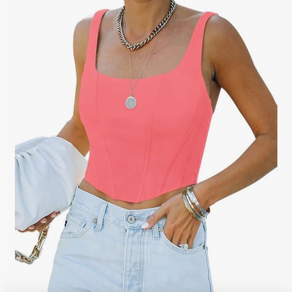 ReoRia Women's Coral Sleeveless Corset Crop Top